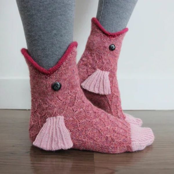 handmade knitted socks fuzzy christmas socks