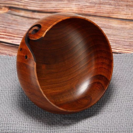 handmade wooden yarn bowl
